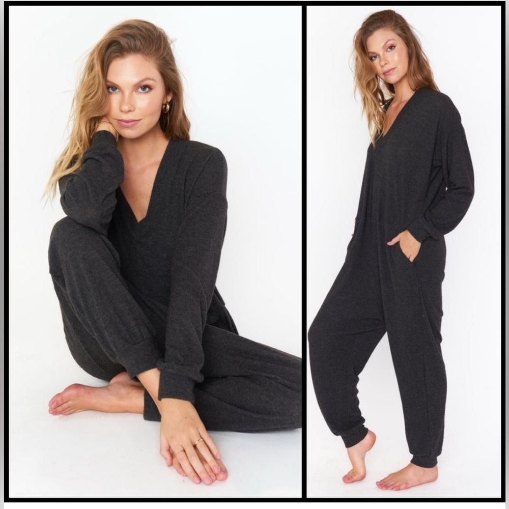 NWT Show Me Your MUMU Jules Cozy Loungewear Jumpsuit Charcoal Gray Size small - Picture 2 of 7